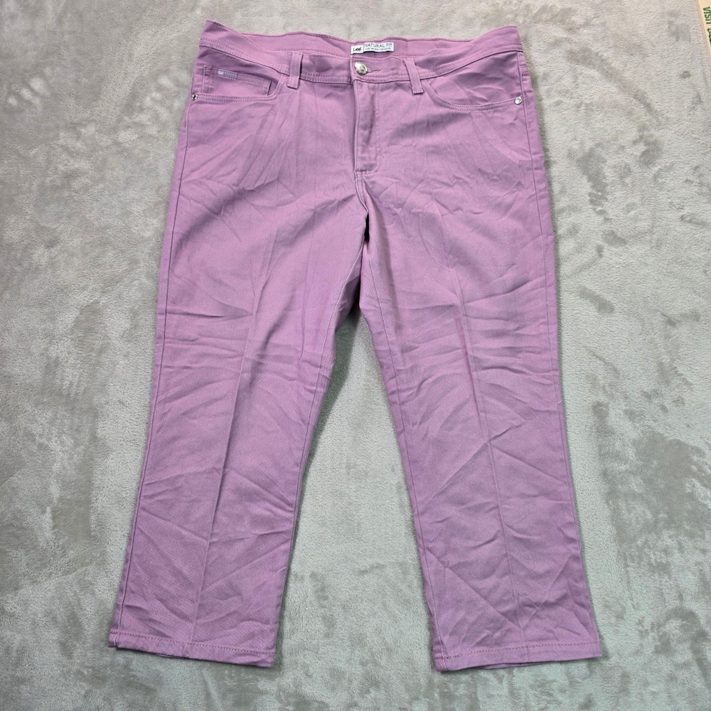 Lee Natural Fit Mauve Pink Straight Leg Pants Womens 14 Petite Stretch Denim